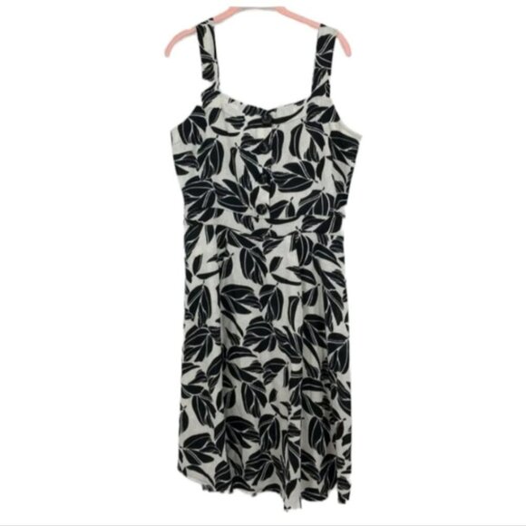 Rinascimento  black and white floral print sleeveless button front mini dress LG - Picture 1 of 11